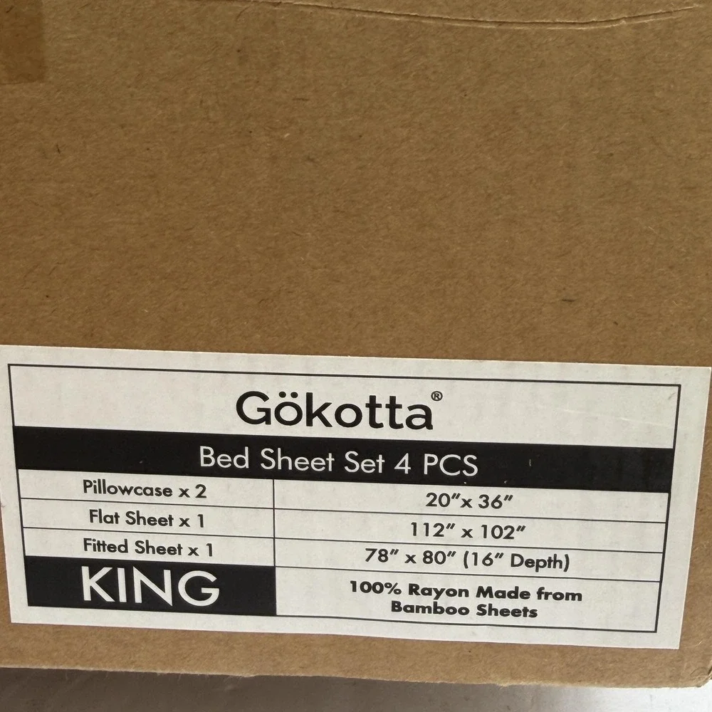 Gökotta King Sheet Set 100% Bamboo Rayon Cooling Deep Pocket Grey Silky Soft